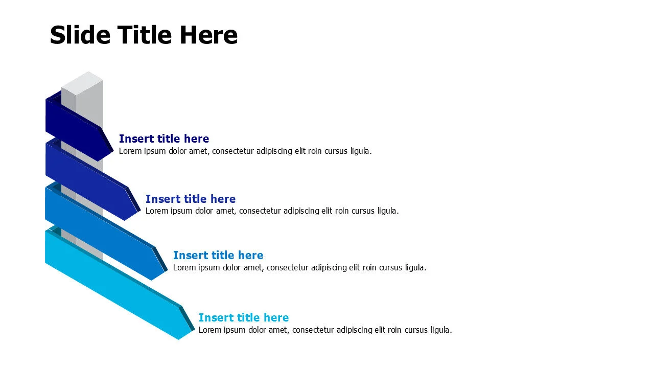 4 3D prespective colored arrows infographic