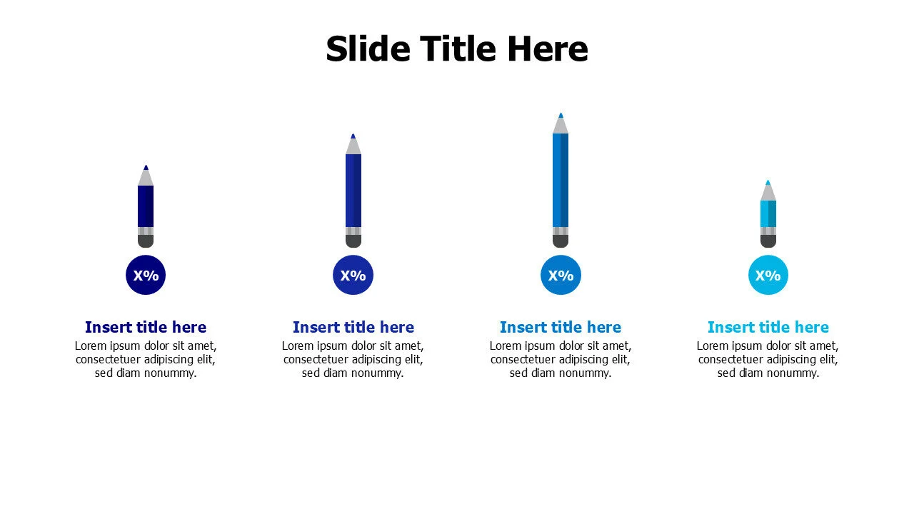 4 bencils in different sizes infographic