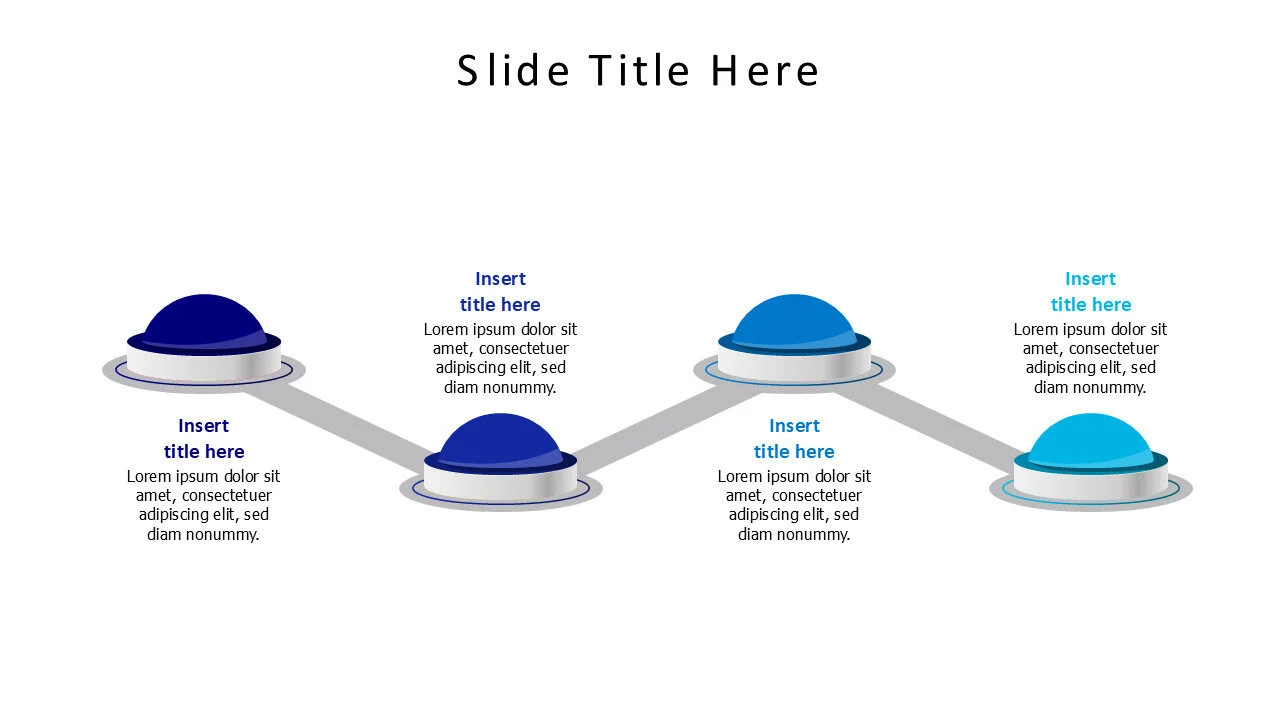 4 buttons on a zigzag line infographic