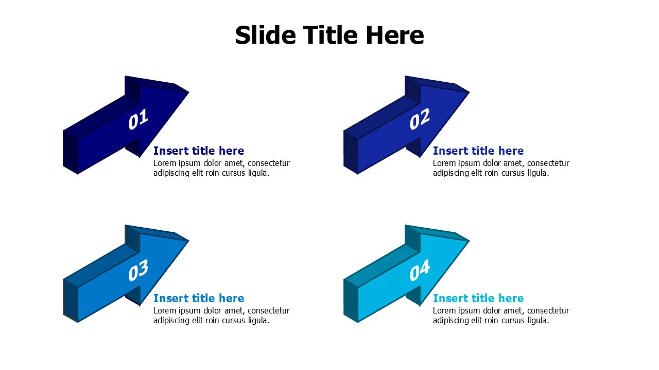 4 colored 3D arrows infographic