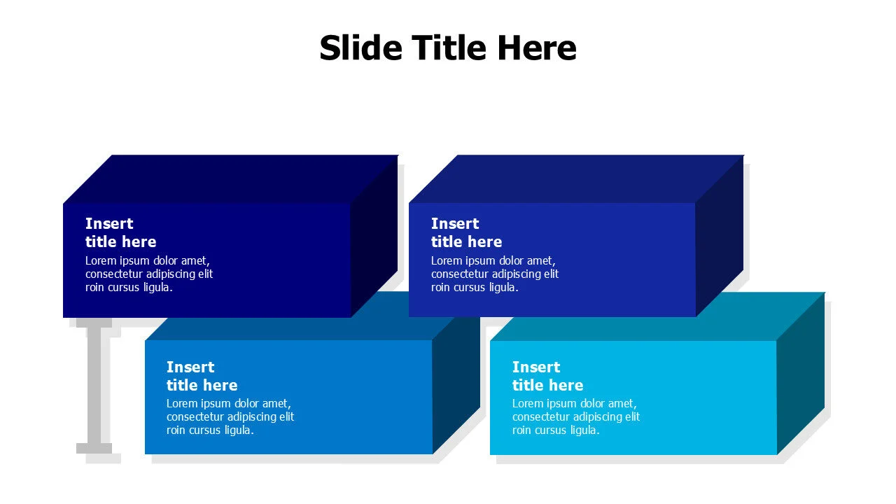 4 colored 3d blocks infographic