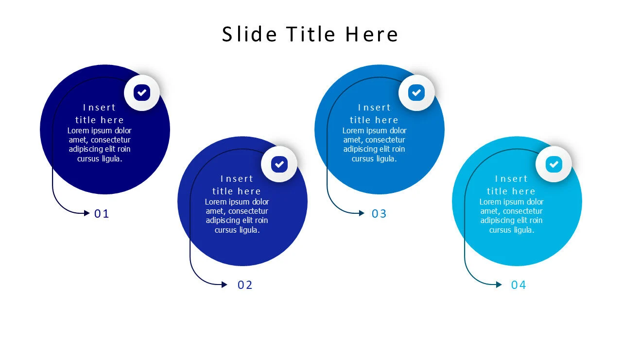 4 colored circles with numbers infographic