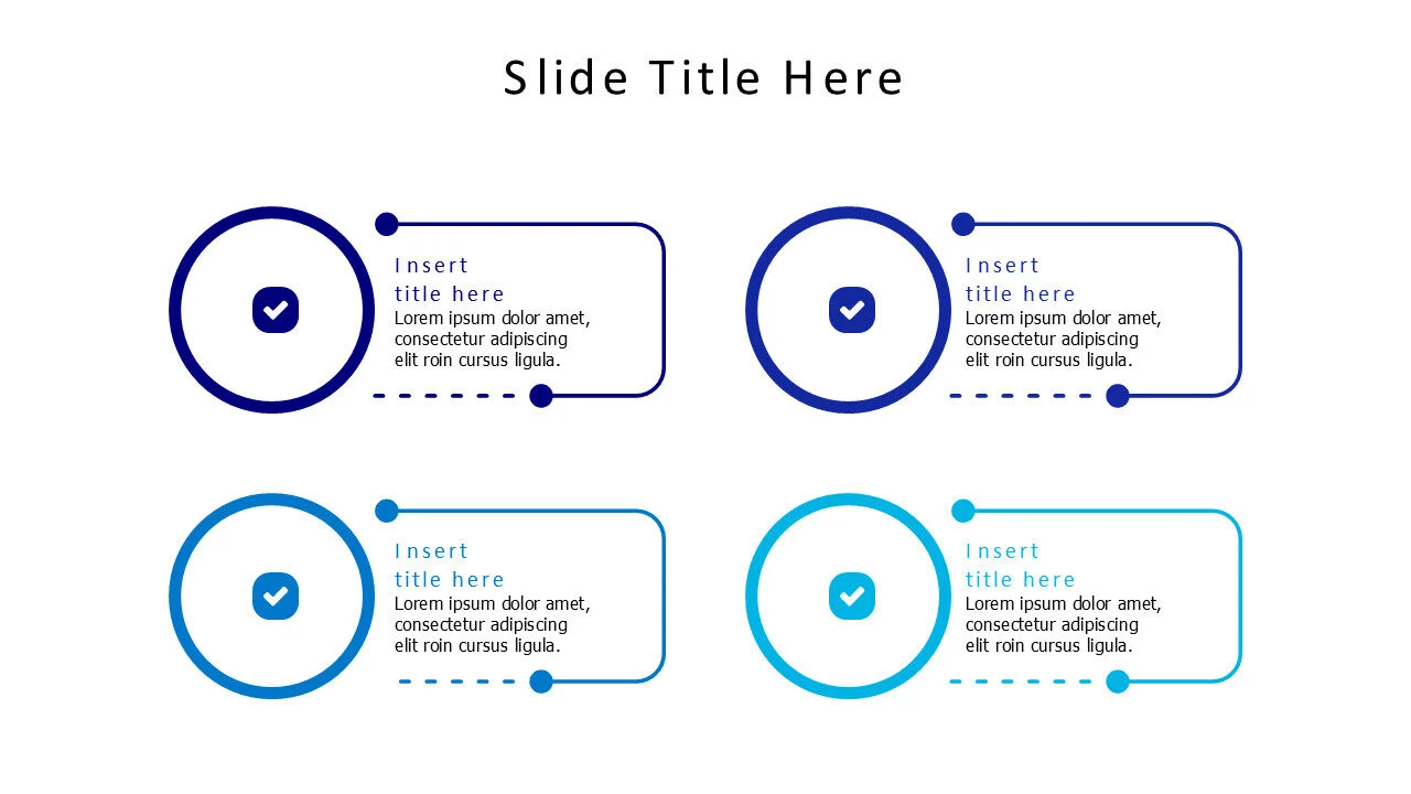 4 colored circles with outline shapes infographic