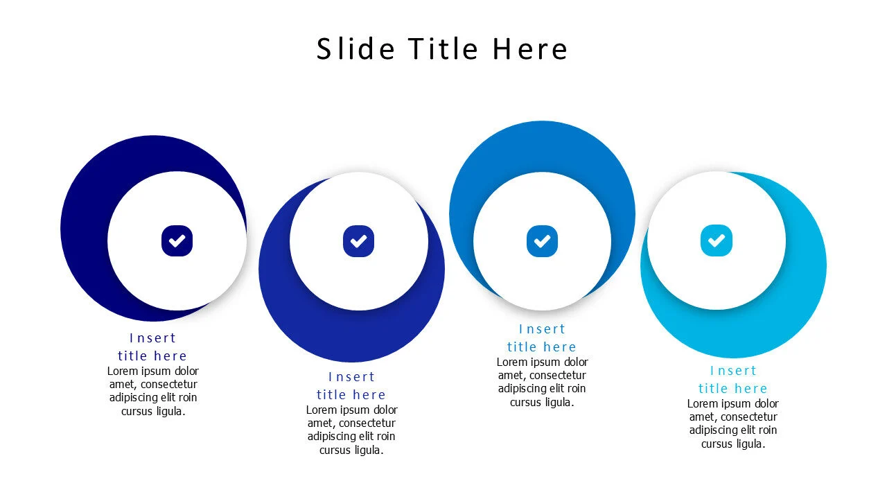 4 colored circles with shadows infographic