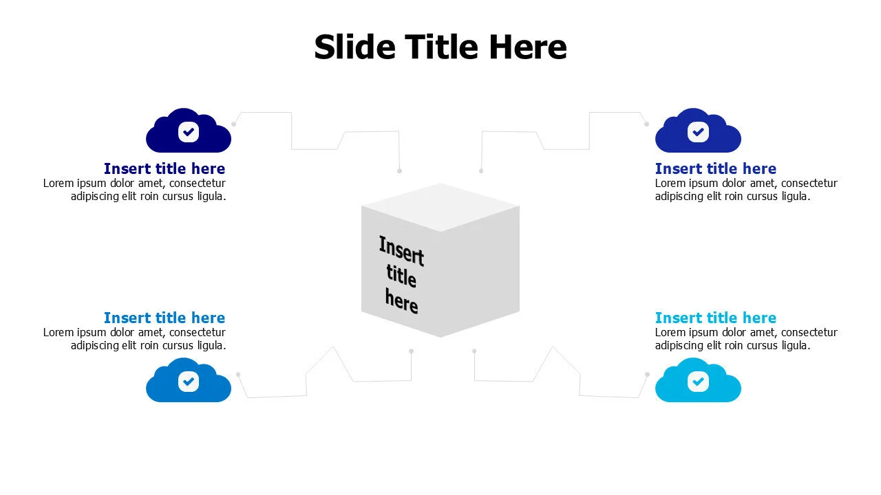 4 colored clouds out of a box infographic
