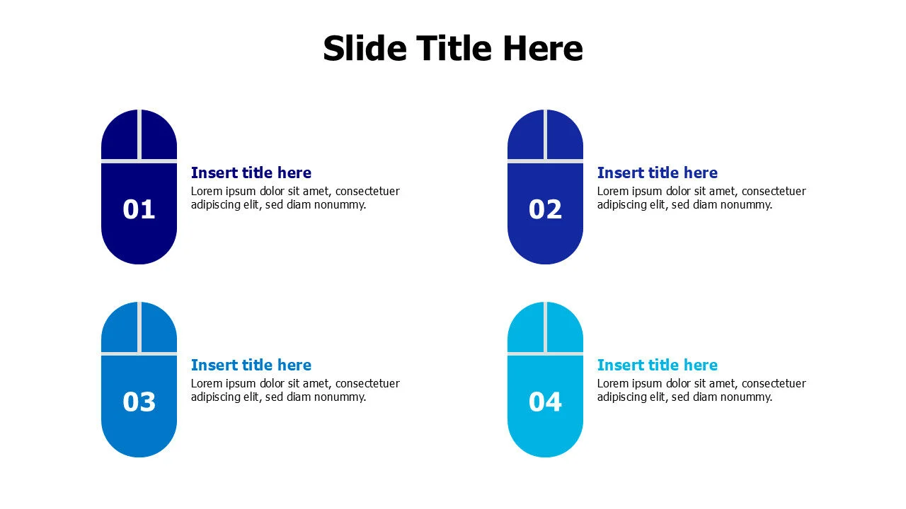 4 colored computer mouses infographic
