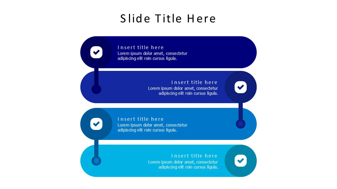 4 colored connected stripes infographic with icons