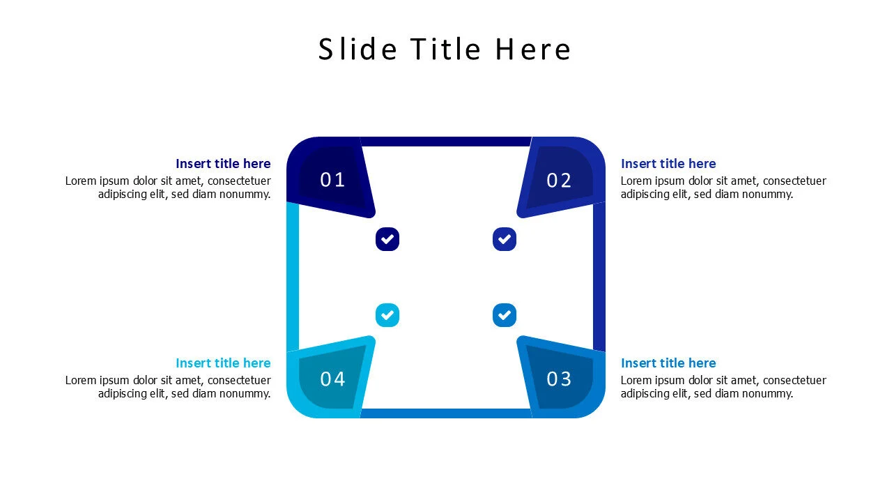 4 colored cornered shapes with icons infographic