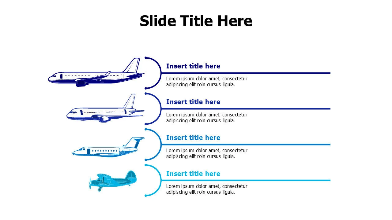 4 colored different planes infographic