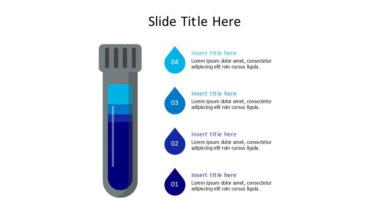 4 colored drops from a test tube infographic