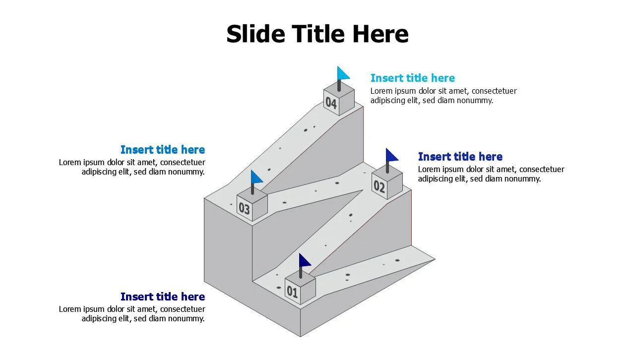 4 colored flags on a sand castle infographic