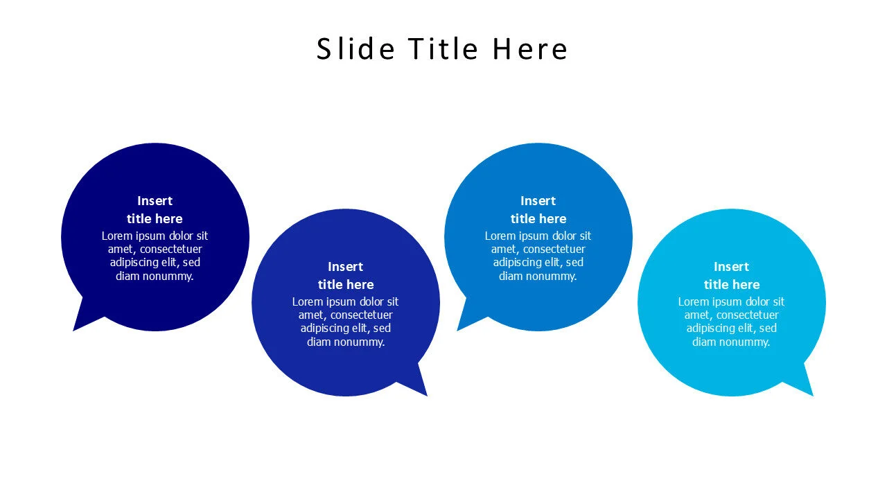 4 colored flat speech bubbles infographic