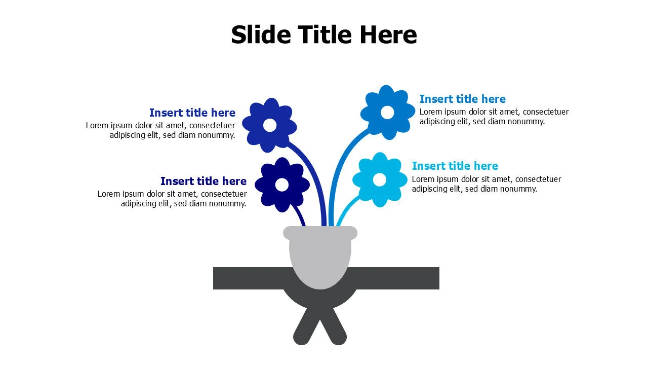 4 colored flowers from a vase infographic