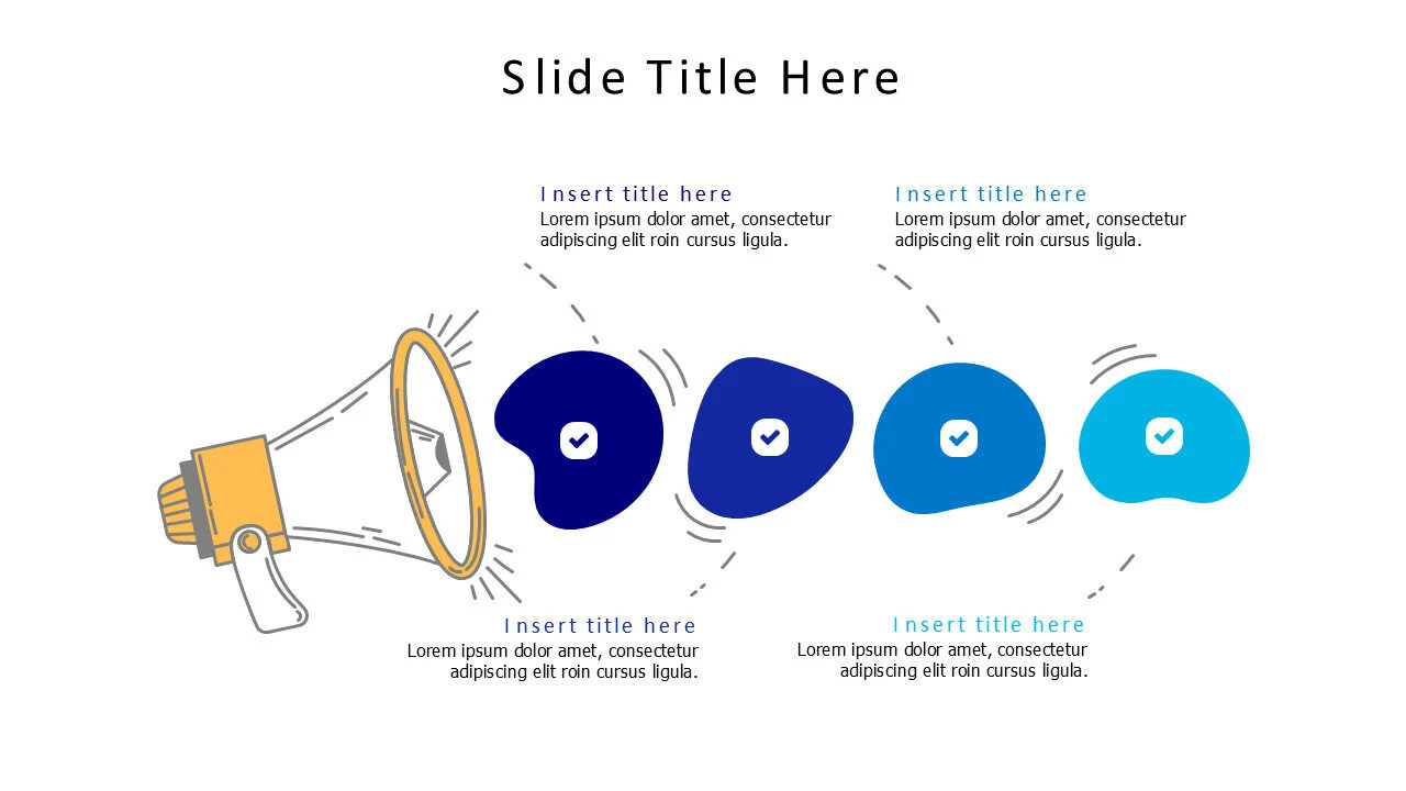 4 colored free shapes with speaker infographic