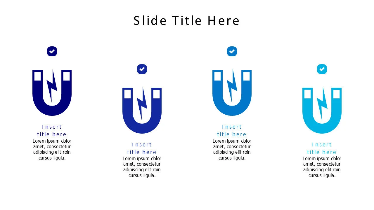 4 colored magnets with icons infographic
