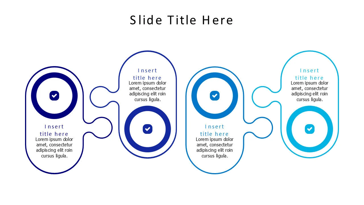 4 colored outline shapes with icons infographic