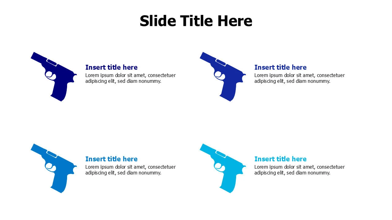 4 colored pistols infographic