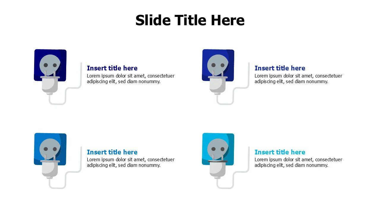 4 colored plugs with wires infographic
