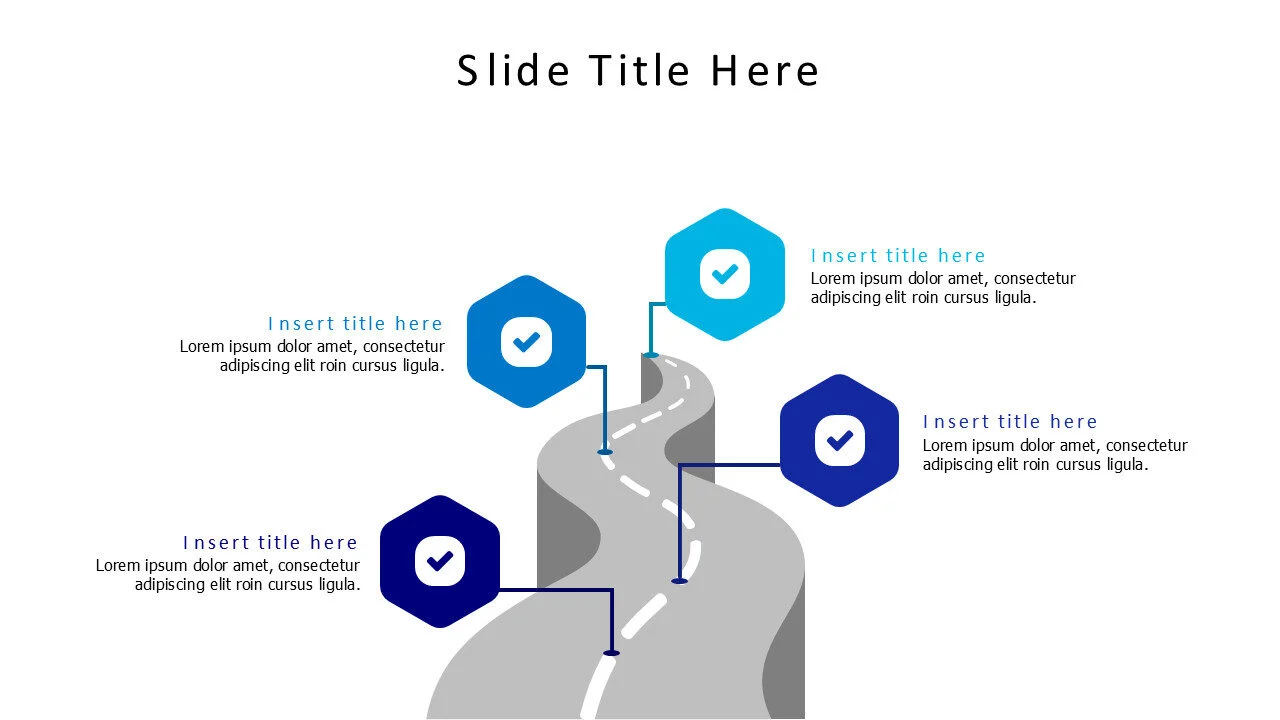 4 colored points on road infographic