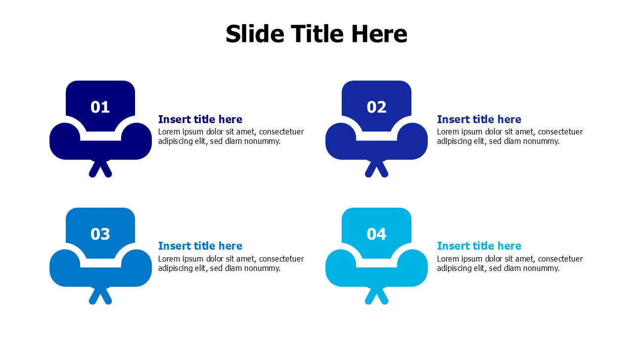 4 colored pouffe infographic with numbering