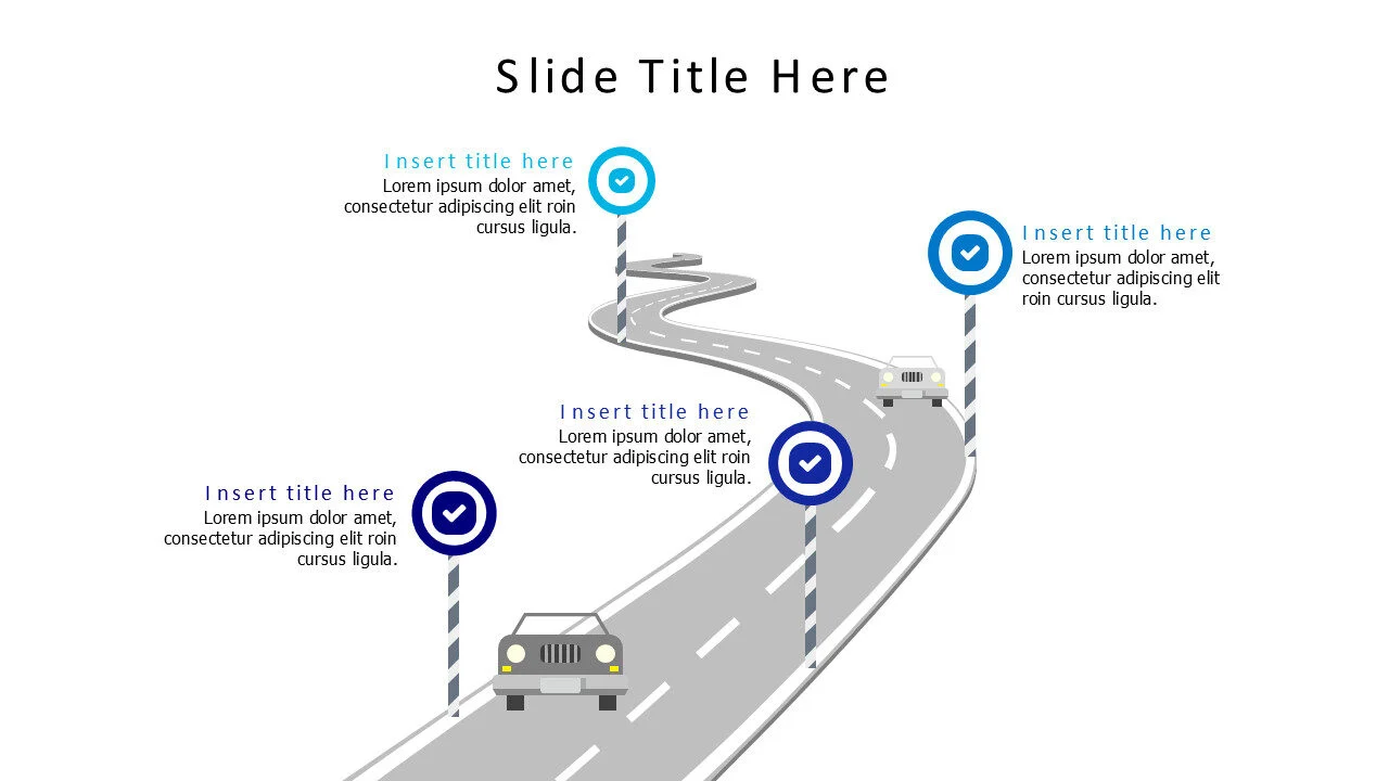 4 colored signs on road infographic