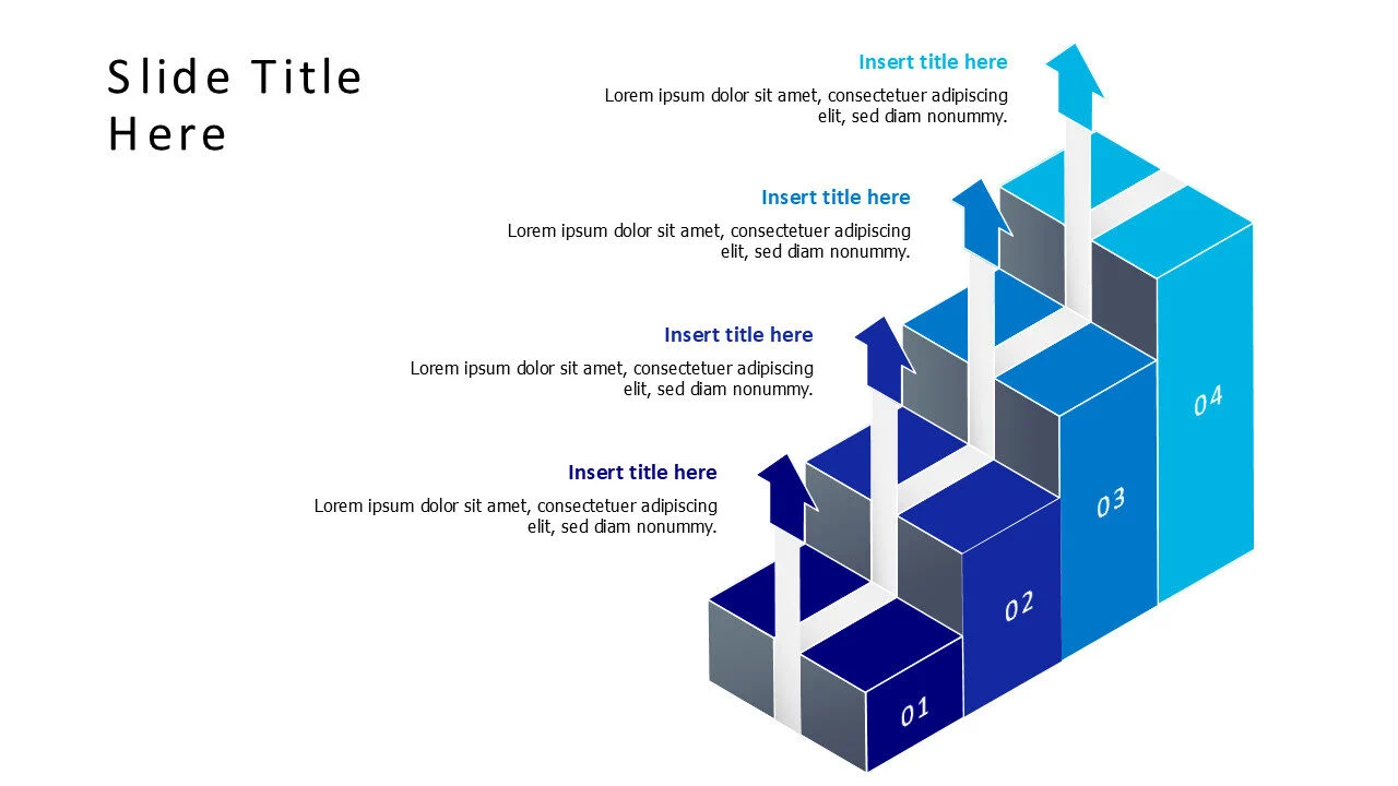 4 colored steps on a ladder with arrowa up infographic