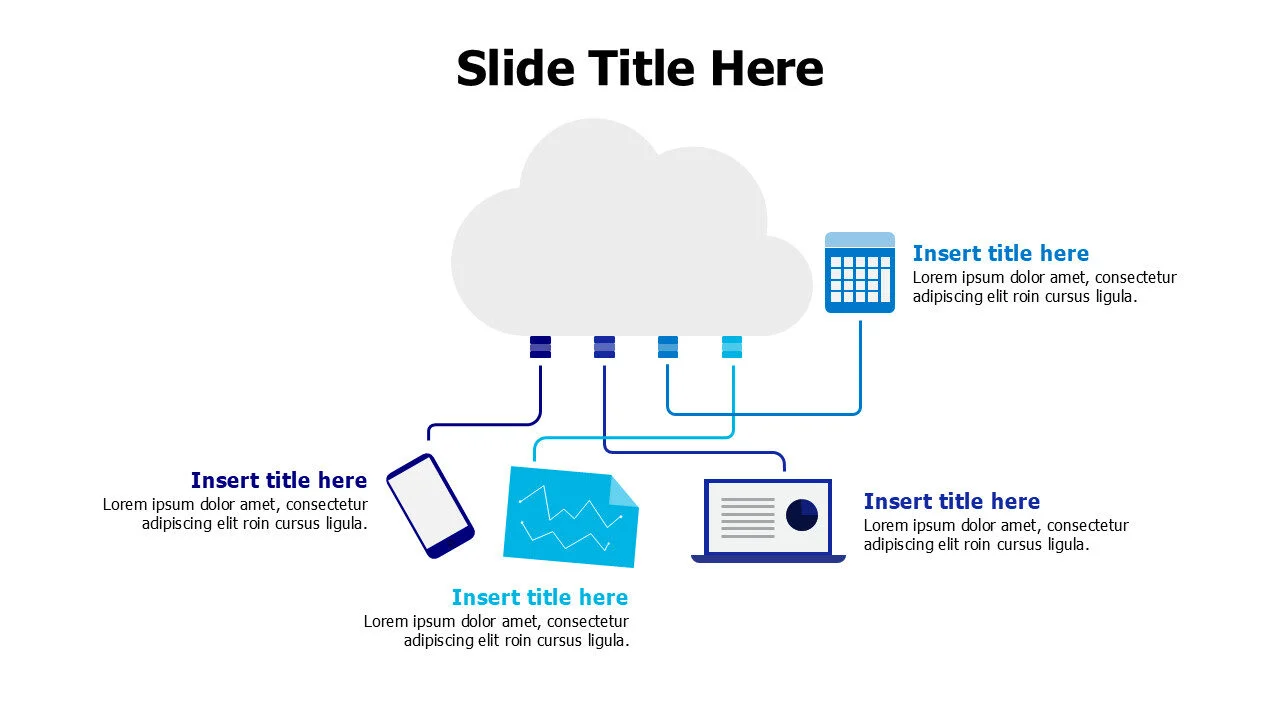 4 colored technology elements from a cloud infographic