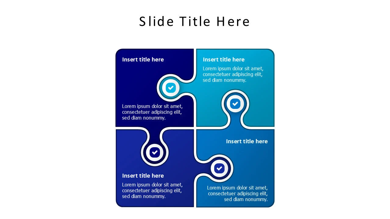 4 completed puzzle with icons infographic