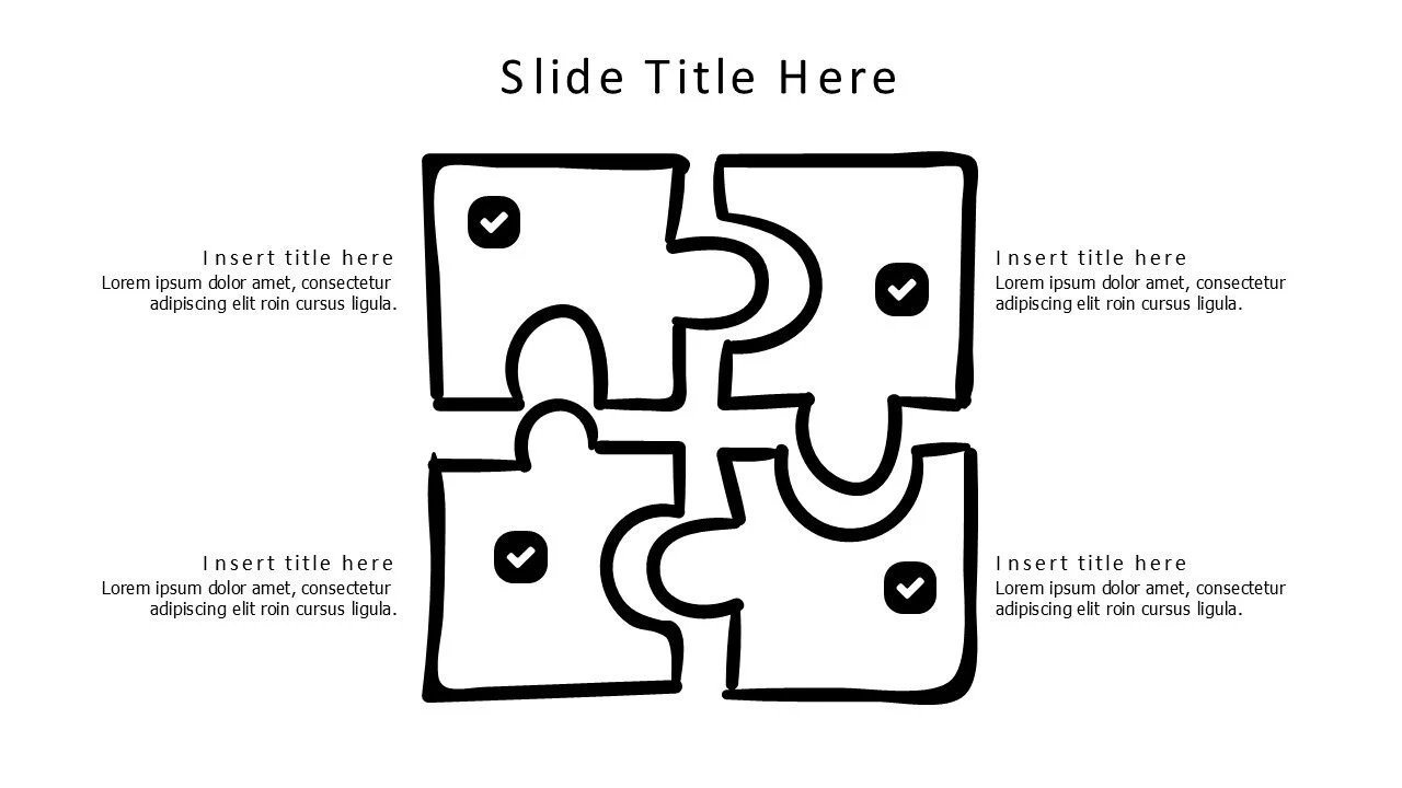 4 connected doodle puzzle pieces infographic