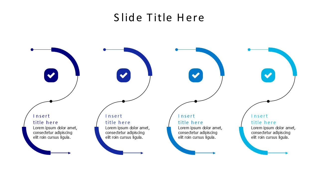 4 curved colored lines with icons infographic
