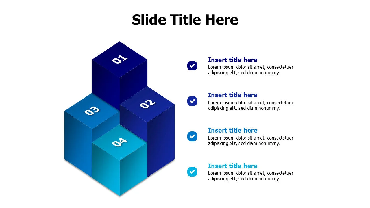4 different length 3D cubes infographic