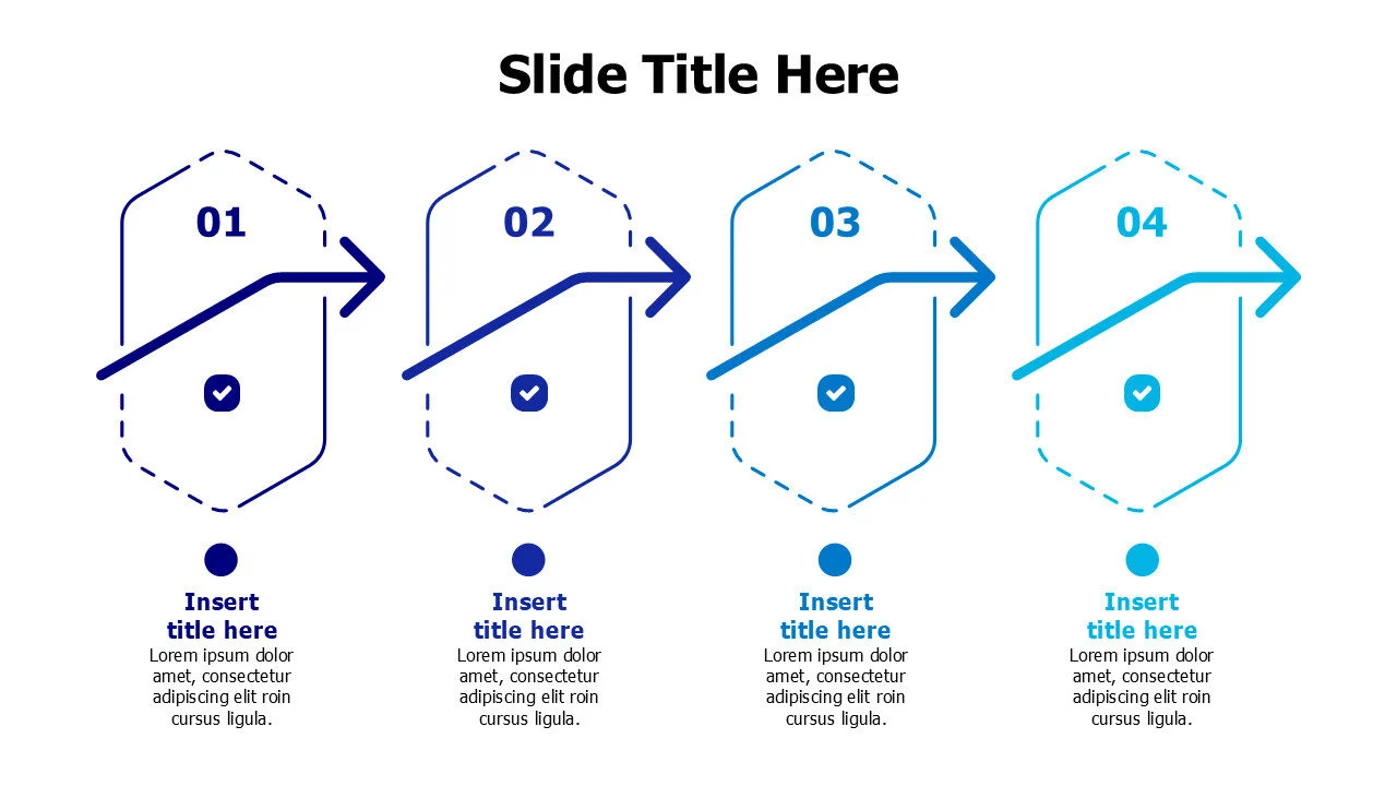 4 dotted line shapes with numbers infographic