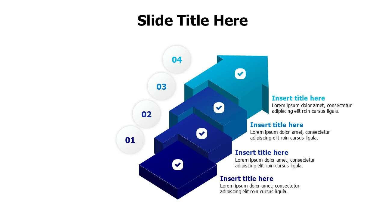 4 growing blocks arrow infographic