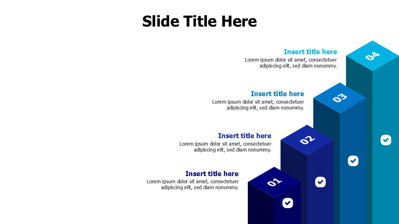 4 growing colored columns infographic with icons