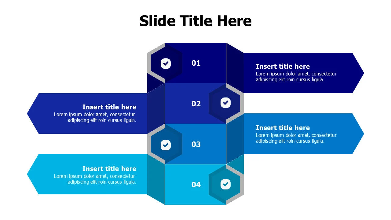 4 hexagon blocks with icons infographic
