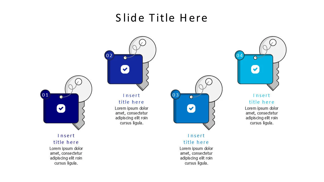 4 keys with colored blocks infographic