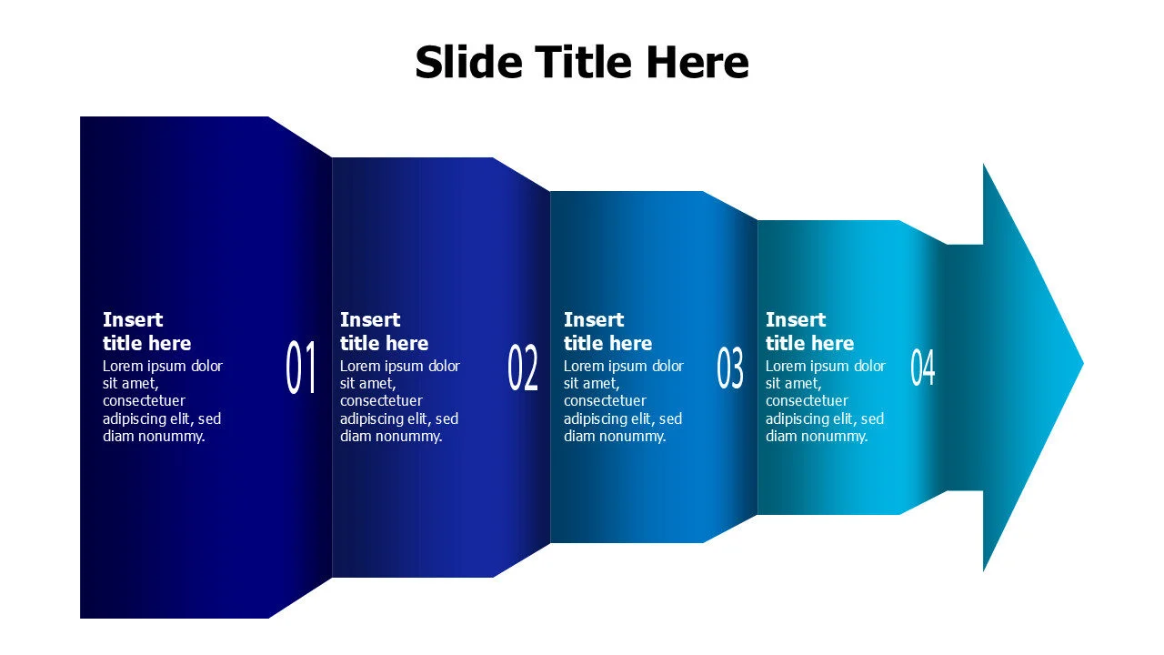 4 levels 3D arrow with prespective numbers infographic