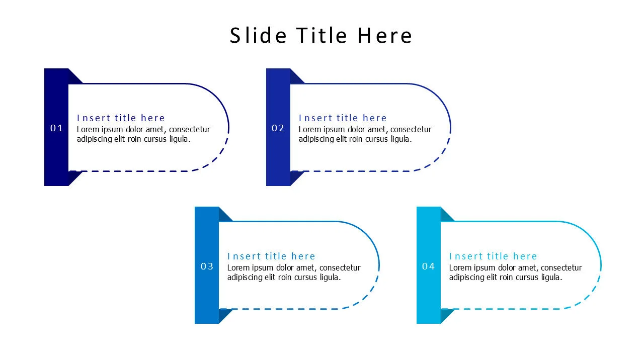 4 outline shapes with colored stripes infographic