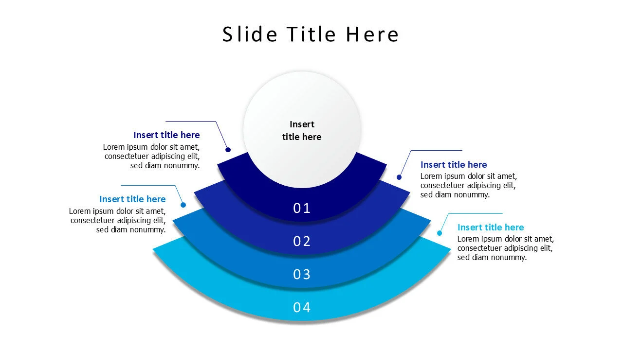 4 overlayed colored shapes with a circle infographic