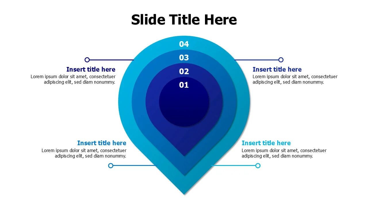 4 overlayed gradient location pins infographic