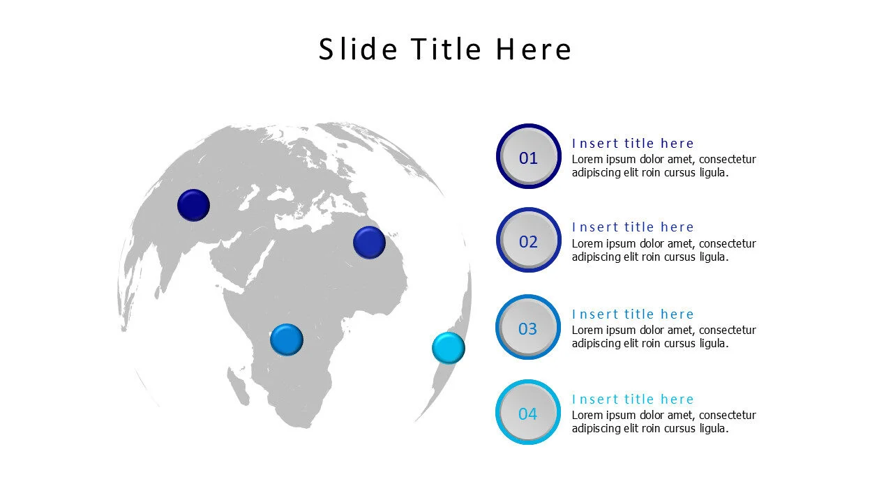 4 pins on a world map with numbers infographic