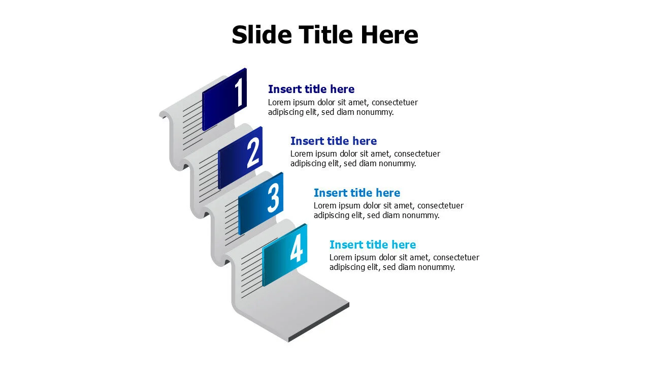 4 points 3D colored boards from a newspaper infographic