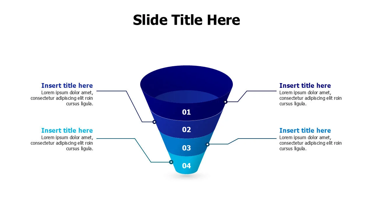 4 points 3D colored circular funnel infographic