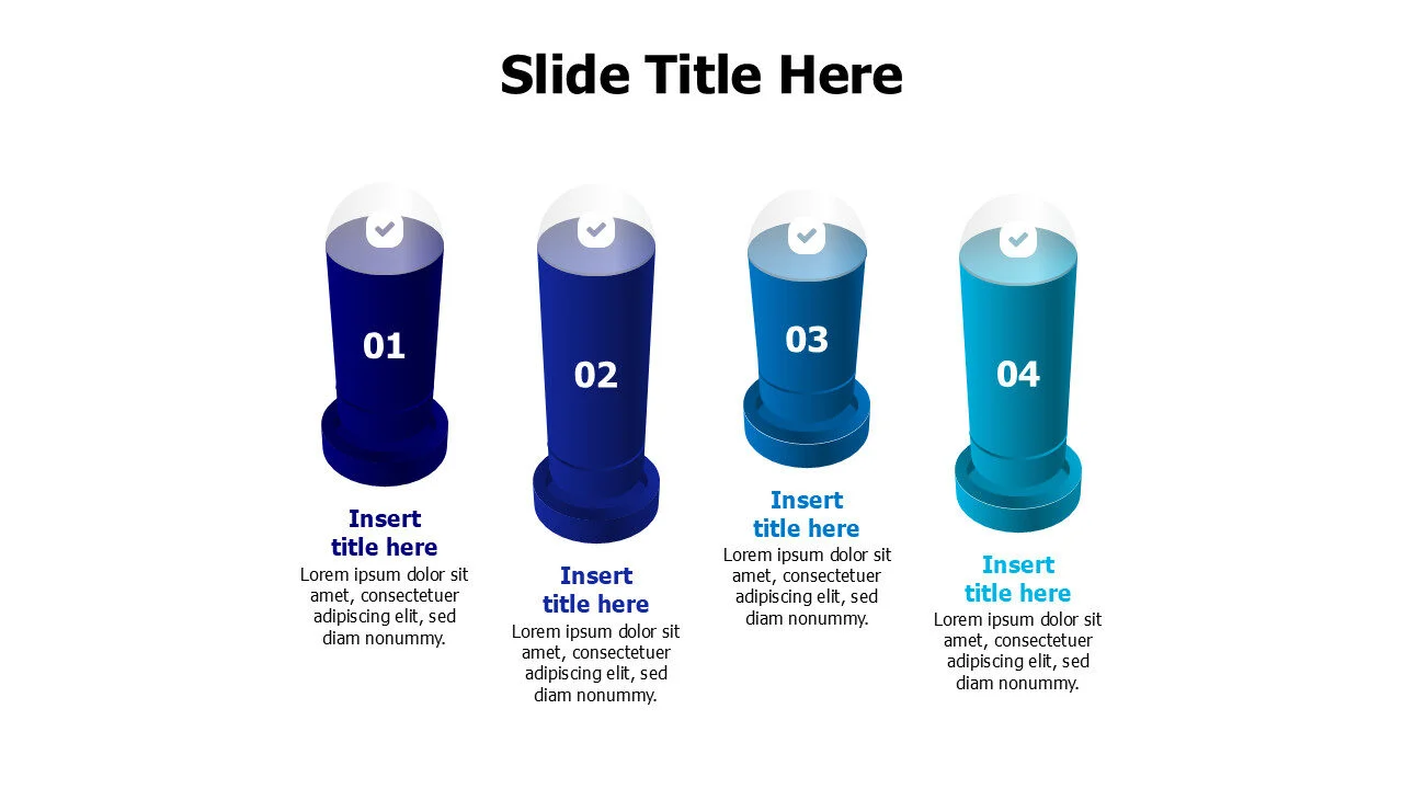 4 points 3D colored columns with icons infographic