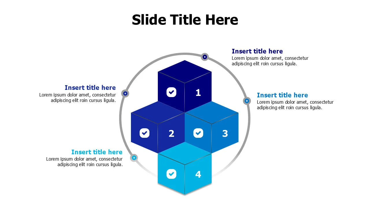 4 points 3D colored cubes infographic