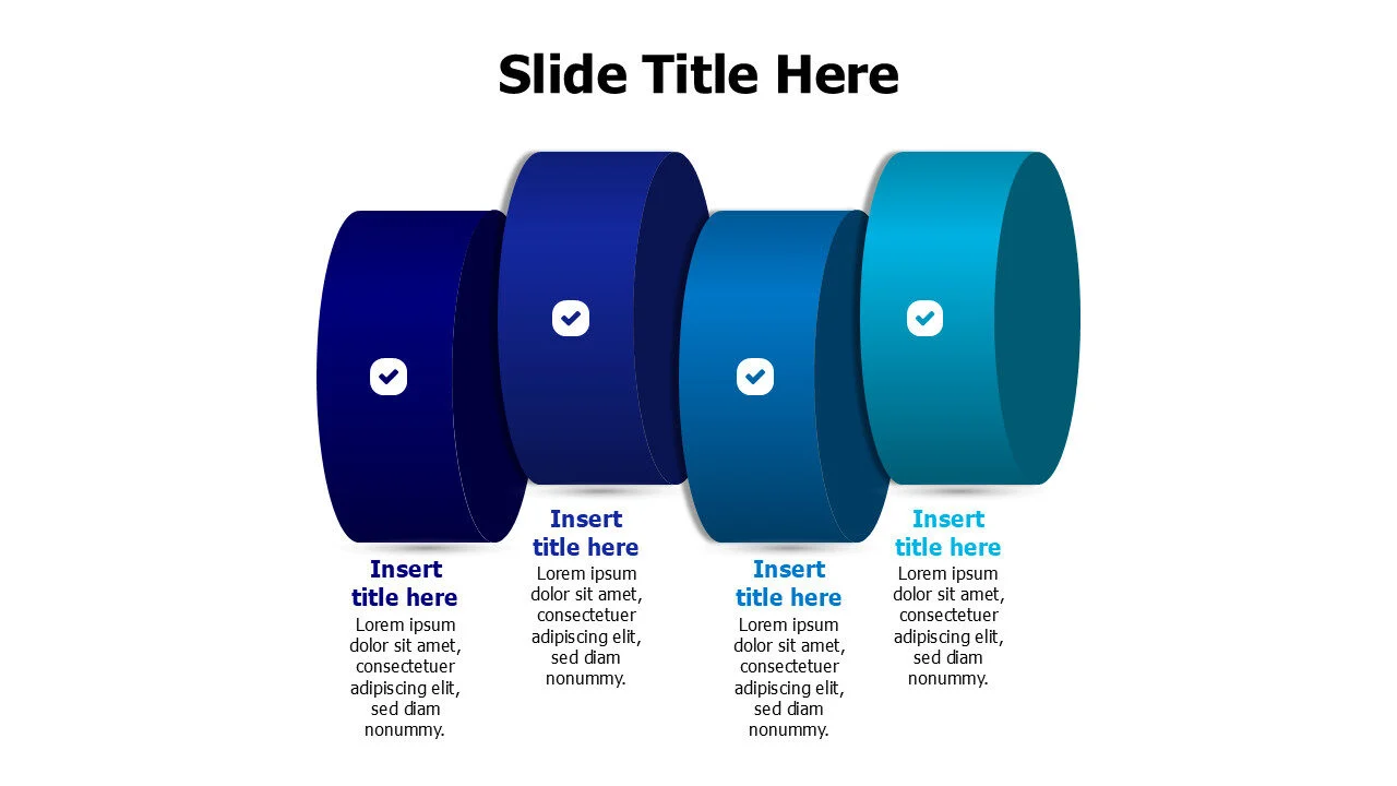4 points 3D colored cylinders infographic with icons