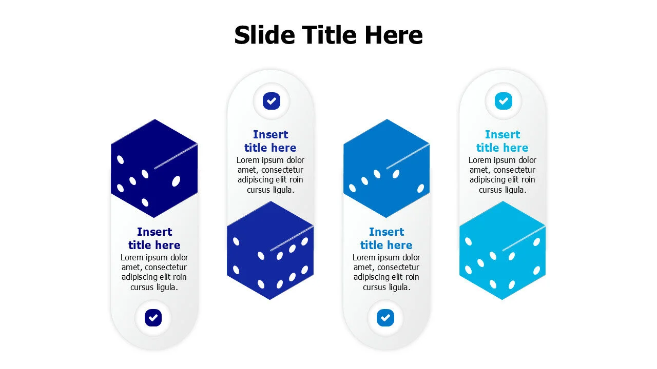 4 points 3D colored dices infographic