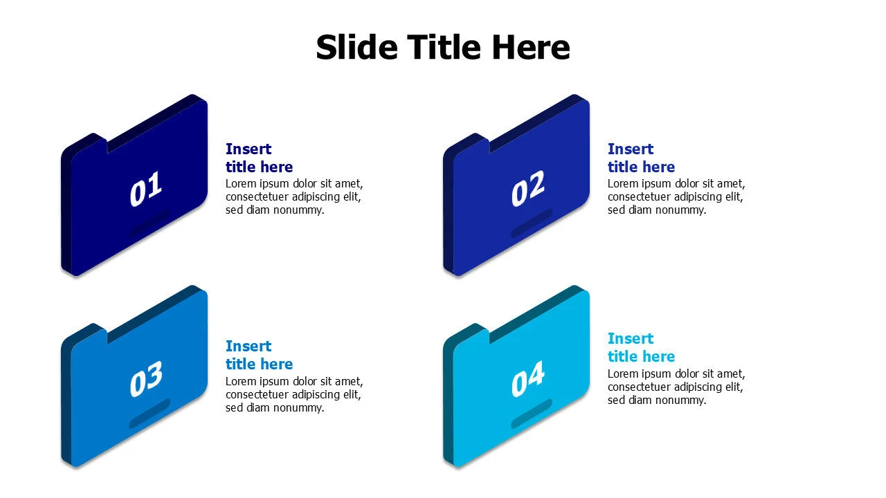 4 points 3D colored folders infographic