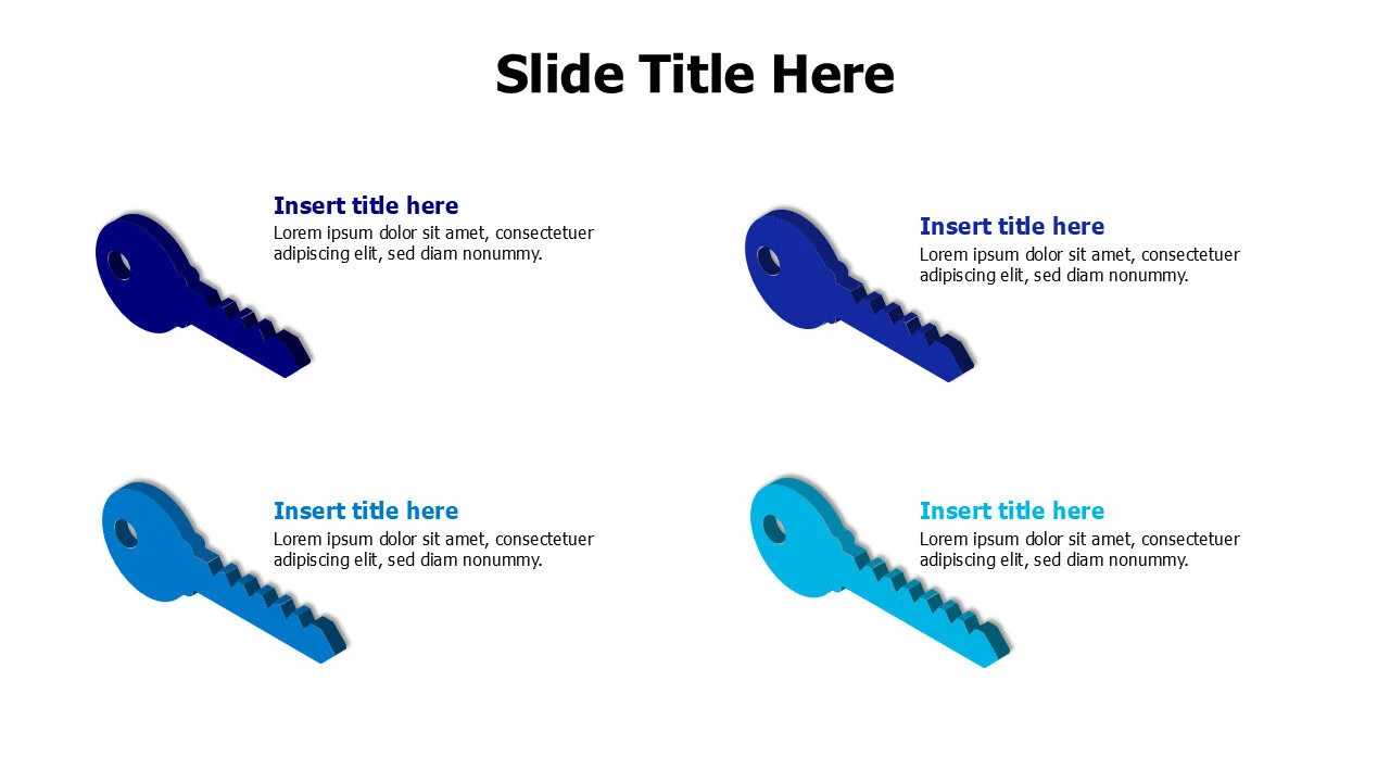 4 points 3D colored keys infographic