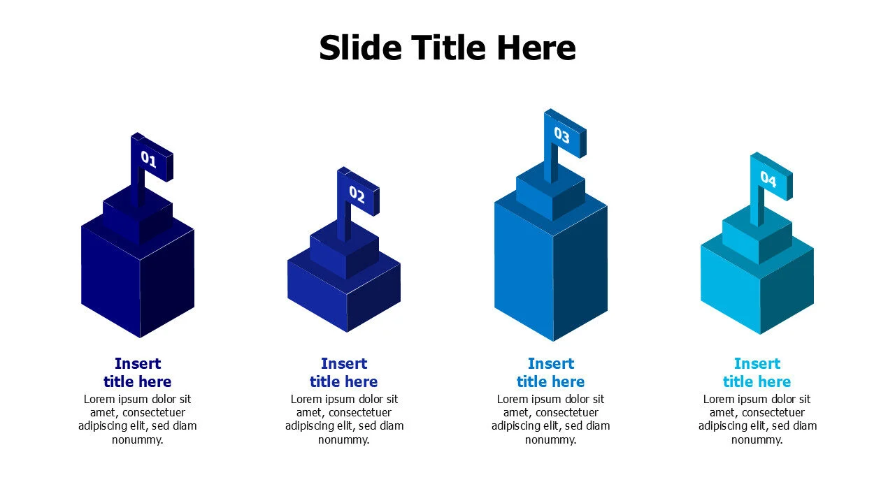 4 points 3D colored platforms with flagd infographic